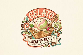 design a sweet and creative gelato logo for your brand