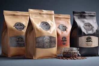 create a coffee bag, packaging and label sticker design