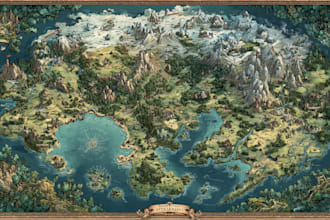 detailed fantasy map for your novel, boardgame or dnd