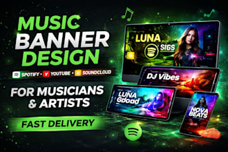 design spotify, soundcloud, youtube banner for musicians and artists