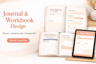 design printable journal editable workbook planner, lead magnet, finance planner