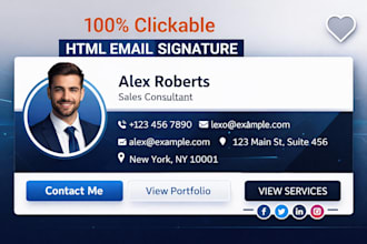 design HTML clickable email signature with animated email signature
