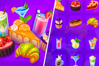 create 2d game assets, icons, characters and environments
