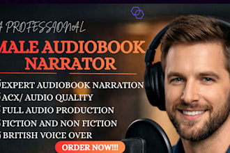 narrate, record audiobook, male voice over,acx audible audiobook production