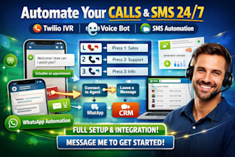 develop twilio SMS automation IVR system voice bot chatbot and full integration