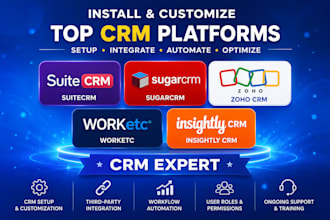 install, customize and automate suitecrm, sugarcrm, worketc, insightly, zoho CRM
