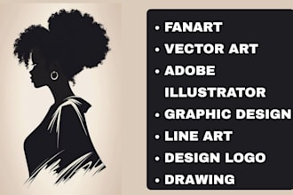 draw your original character, adobe illustrator,  fanart portrait, vector art