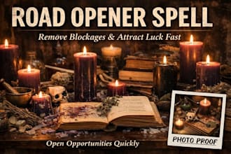 cast powerful road opener spell, remove blockages, good luck, open opportunities