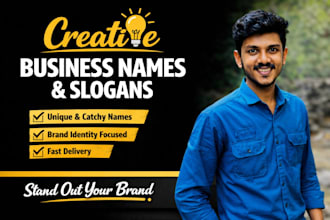 provide unique business name and catchy slogans