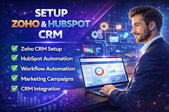 setup zoho CRM, zoho creator, zoho campaigns and hubspot CRM automation