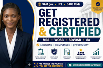register you on sam gov, get uei, cage code, and mbe, wosb, 8a certification