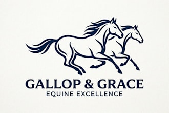 design a strong and elegant horses logo