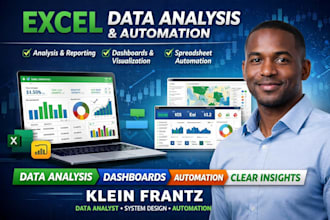 excel data analysis, system design, dashboards and spreadsheet automation