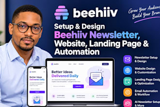setup beehiiv newsletter, beehiiv website, landing page, automation