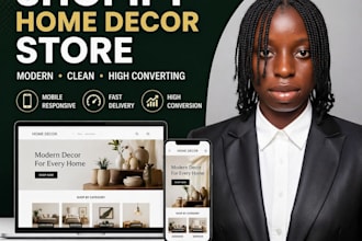 do shopify home decor website, design, redesign shopify store