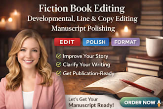 do developmental edit copy line edit polish format your fiction book manuscript