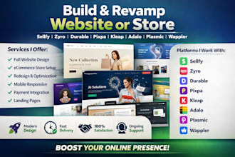 build sellfy zyro durable pixpa kleap website revamp adalo plasmic wappler store