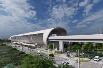 design and model a photorealistic train station, 3d train design, 3d railway