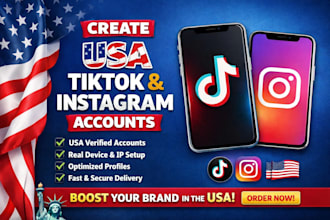 create USA tiktok account, USA instagram account, tiktok USA instagram account