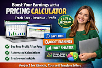 create digital product pricing, profit calculator with fees dashboard in excel