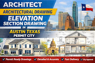 architect architectural drawing elevation section drawing in austin texas permit