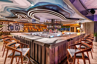 architectural  interior and exterior design hotel, bar, pool, restaurant lounge