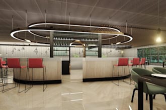 design 3d mini cinema, cafe, restaurant waffle burger shop,3ds max rendering