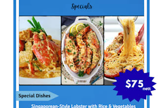 do creative posters, menu and card design