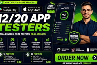 get 12 testers or 20 real testers for google play console closed testing 14 days