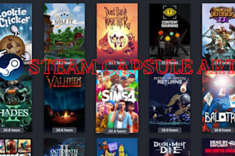 do steam capsule, game banner or poster, steam cover art, rpg steam game, UI art