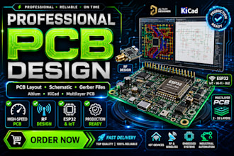 do professional pcb design, multilayer pcb, schematic, esp32, kicad, pcb layout
