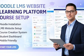 develop moodle elearning website, moodle course lms website, moodle installation