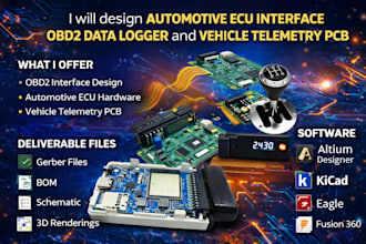 design automotive ecu interface obd2 data logger and vehicle telemetry pcb