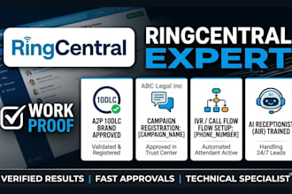 set up ringcentral ai receptionist, ringex automation,a2p 10dlc
