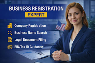 manage company registration, business name search, and legal document filing