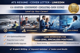 write ats resume, cover letter for aviation government, consulting, data science
