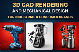 create 3d cad rendering and mechanical design for industrial and consumer brands