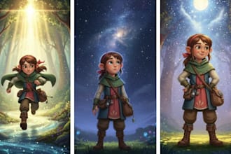 create children book illustration, comic book art, character design and concept
