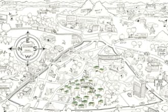 do hand drawn map illustration map design vector map custom map cartography map