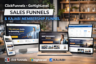 create clickfunnels gohighlevel sales funnels and kajabi membership funnel