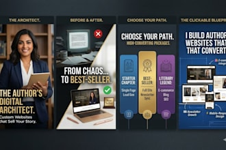 build author website, ebook landing page, book author website, portfolio website