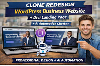 clone redesign wordpress business website divi landing page ai automation chabot