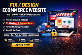 fix wix shopify ecommerce website payment geteway woocomerce online store