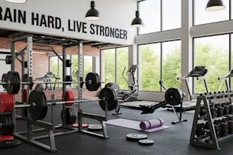 3d gym house, fitness center, spa and wellness design with realistic cgi renders