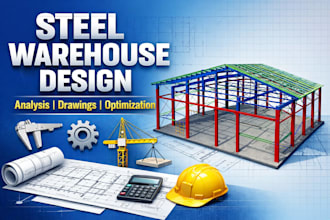 design steel warehouse with calculation and drawings