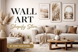 design wall art shopify store, print on demand canvas art home decor art store