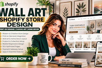 do wall art shopify store design for print on demand and home decor brands
