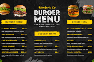 design a modern restaurant menu, cafe menu design