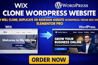 clone, duplicate or redesign webseite wordpress from wix to wordpress elementor