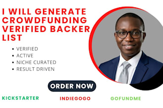 generate verified backers list for kickstarter, indiegogo gofundme crowdfunding